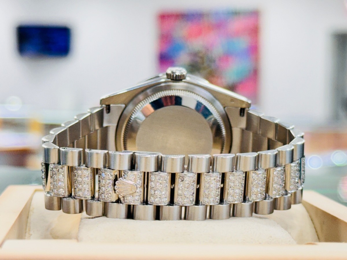 Rolex Platinum Day Date 36 118296 Custom Mop Diamond Dial Factory
