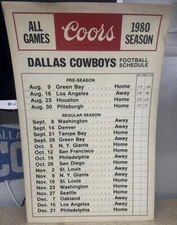 Original Coors Beer Sign Standee Dallas Cowboys Football Schedule 1980