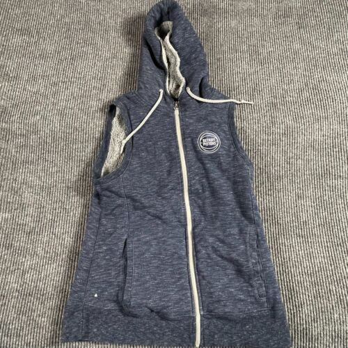 Detroit Pistons Jacket Womens L Blue Fleece Hooded Full Zip Sherpa Lined Vest - Picture 1 of 16