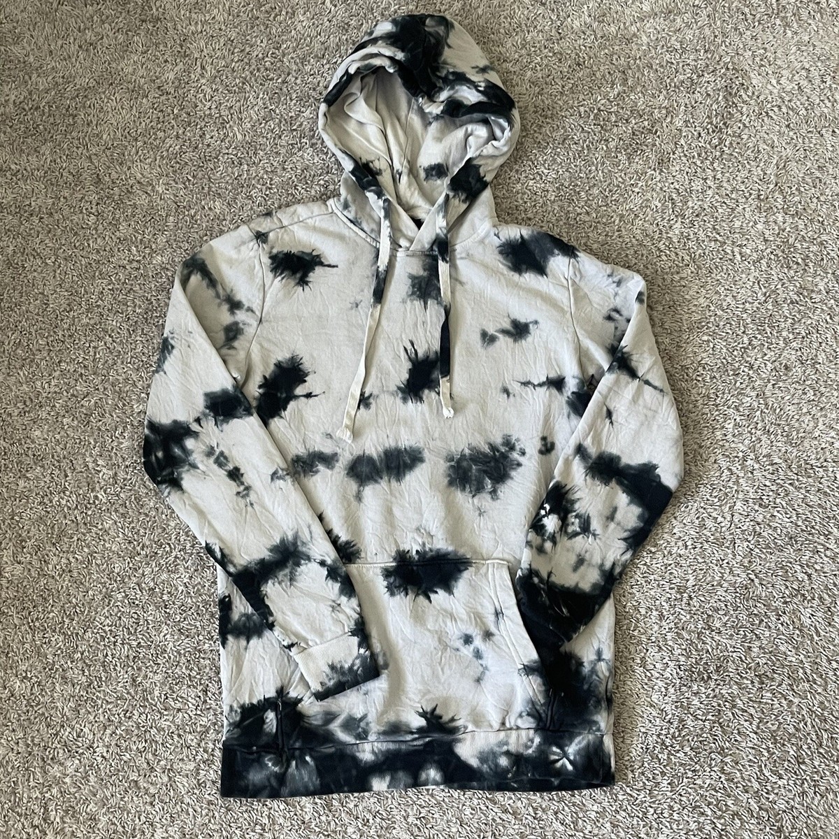 Hooded Sweatshirt Grey Sweater Tie Dye Bleach Tie Dye Sweater