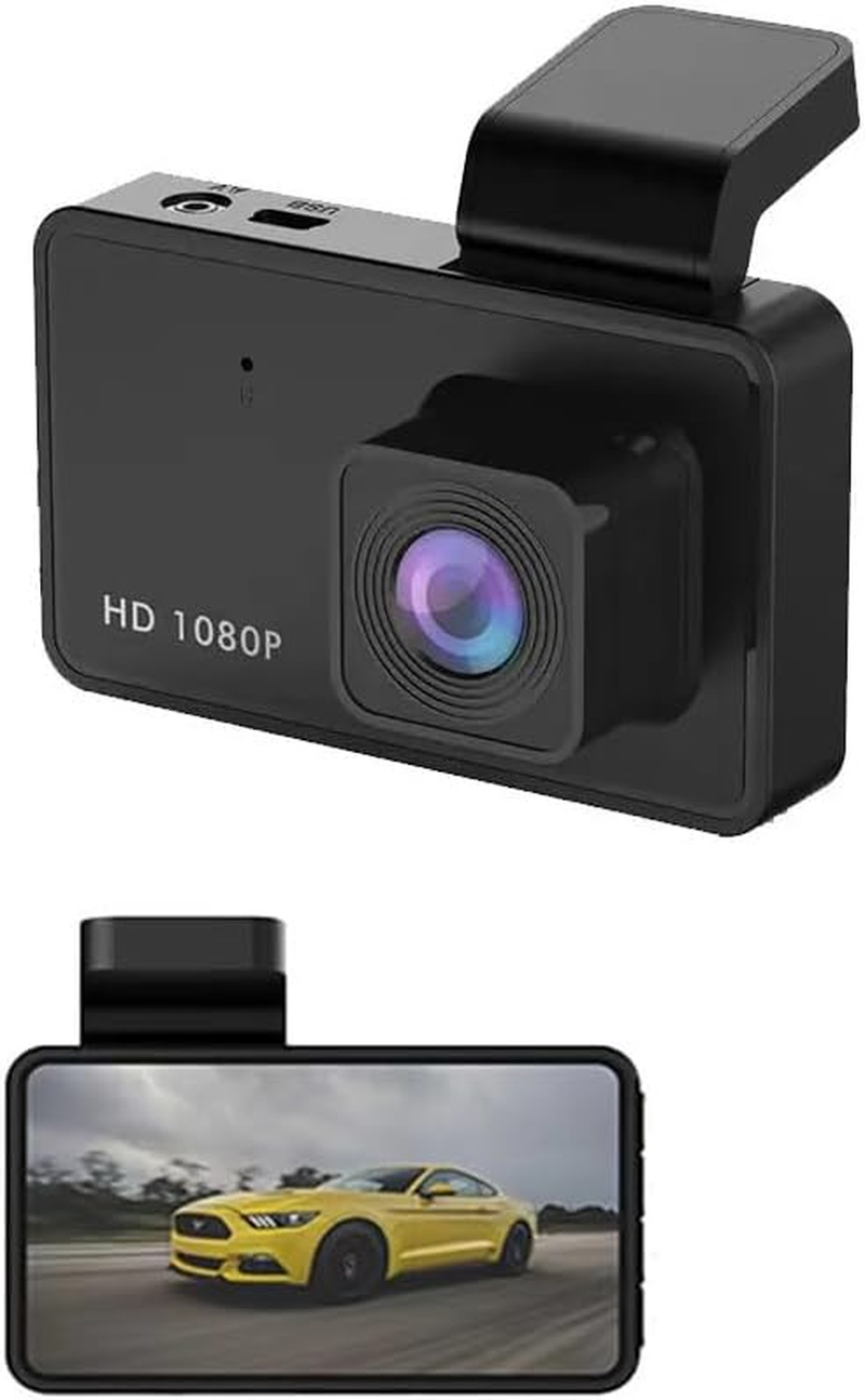 1080P Front Dash Cam with 3’’ Display and 140° Wide Angle for Car Security