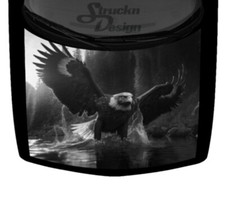 Gray Flying Soaring Bald Eagle Water Truck Hood Wrap Vinyl Car Graphic Decal