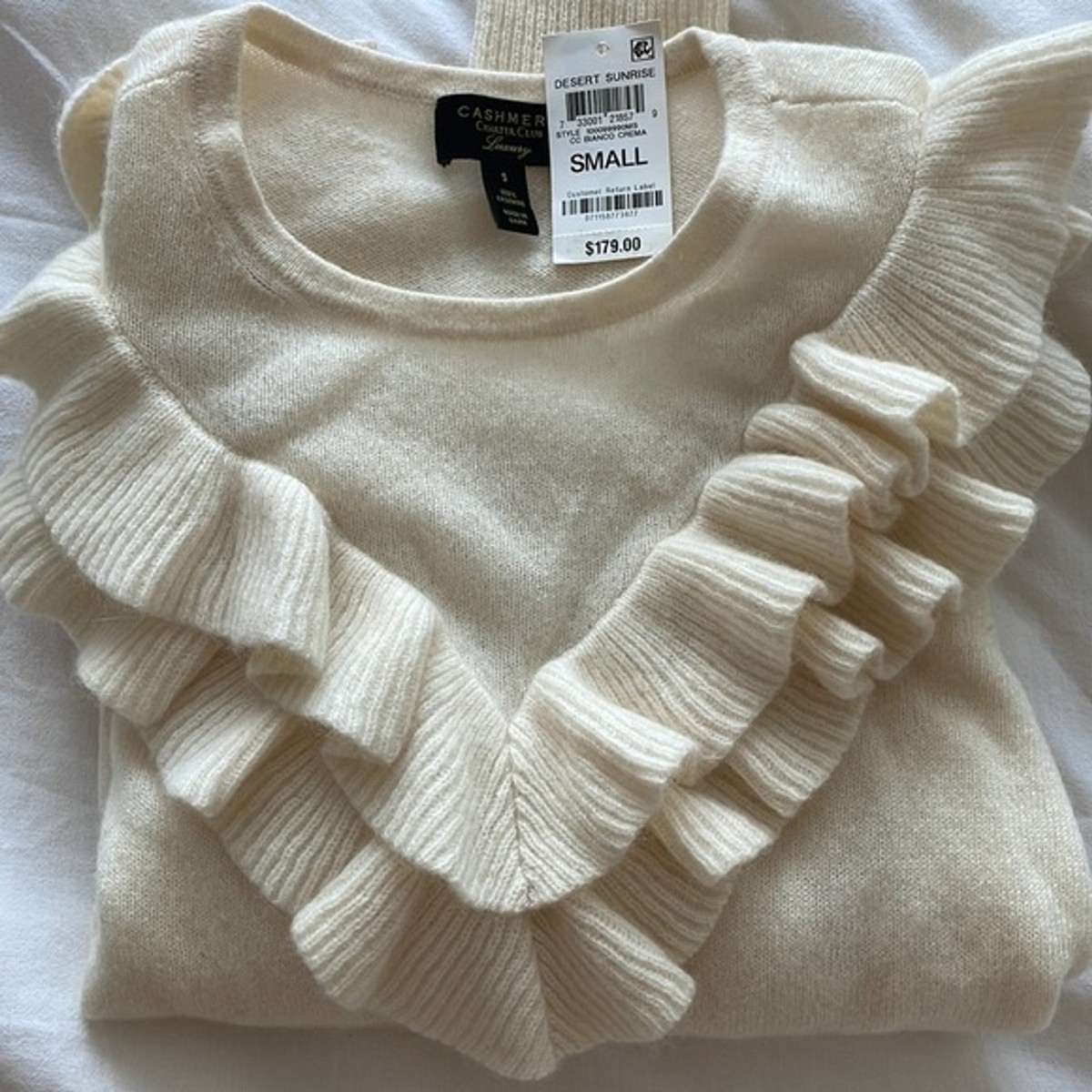 NWOT Charter club cashmere sweater ruffle trim sweater S | eBay