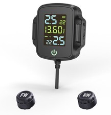 Motorcycle TPMS Tire Pressure Monitoring System Tyre Temperature Alarm Kit W/USB