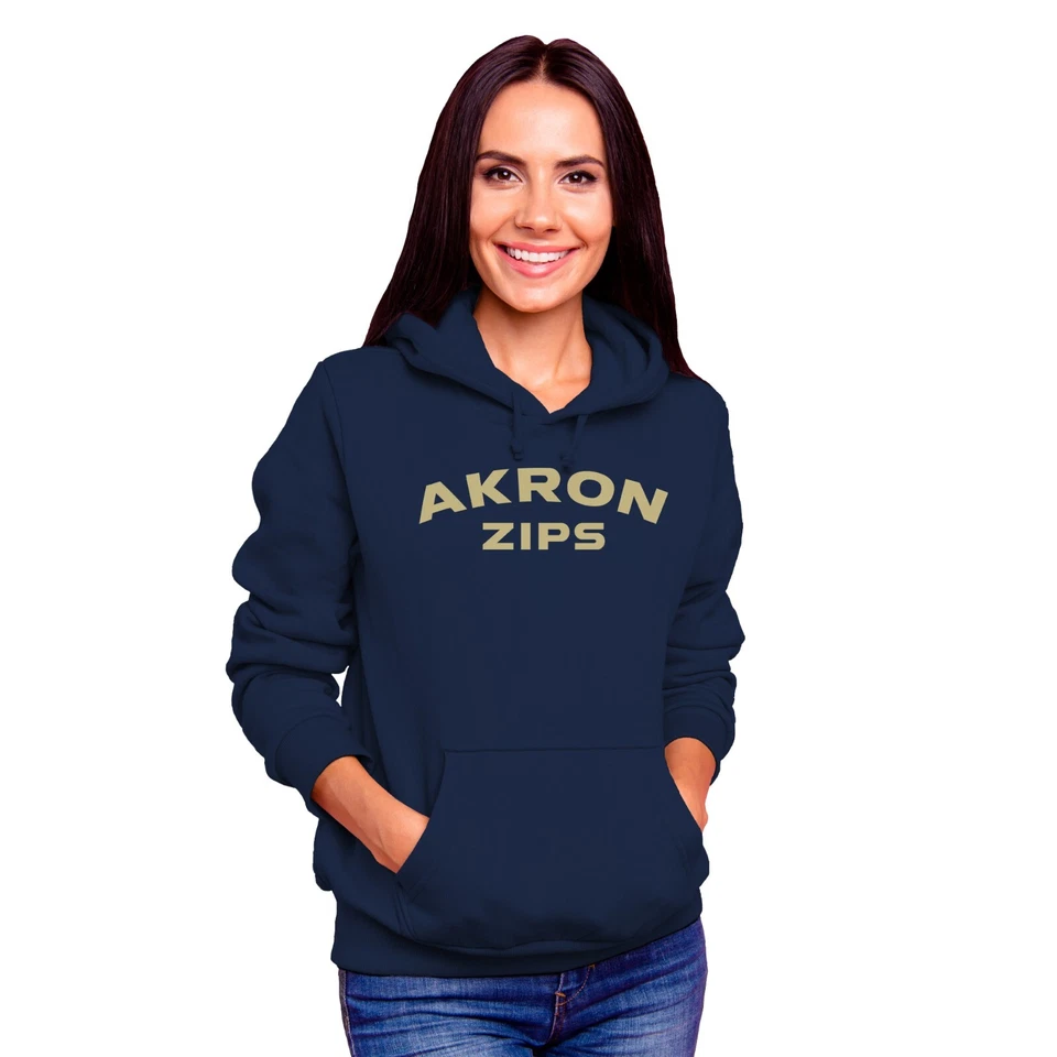 Akron Zips Arch Logo Licensed Hooded Sweatshirt - Navy - Image 4 of 4