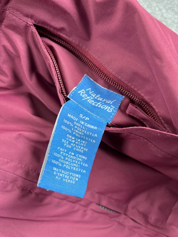 Womens Jackets Small Natural Reflections Reversible Red White Rain Coat Fleece - Image 2 of 4