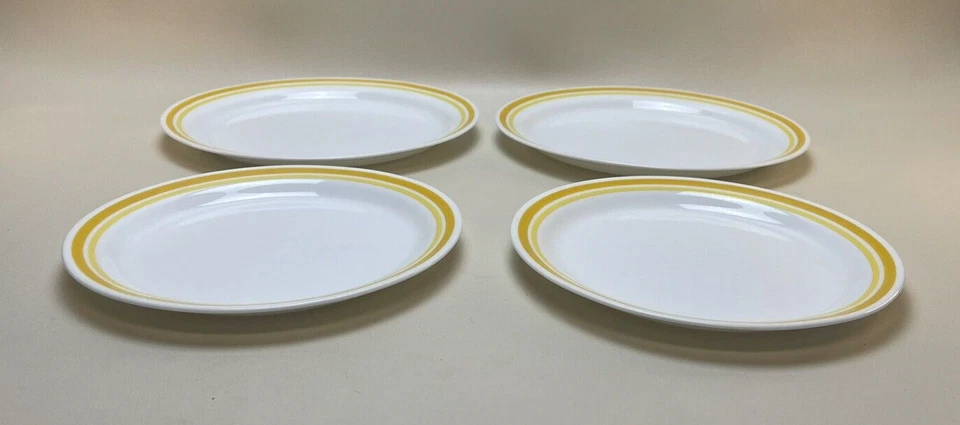 4 platos de cena y ensalada Corelle CITRUS 10,25" de colección años 80 banda a rayas amarillas Foto 3 de 4