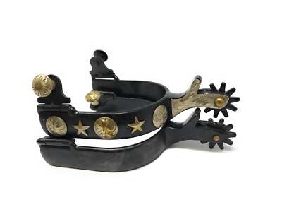 AJ Tack Men's Antique Brown Stars and Flowers Spurs