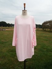 Soft Lightweight Midi Long Sleeve Stretch Pink Dress Lounger Plus Size 20 BNWOT