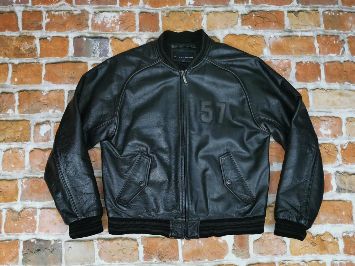 Chevignon 57 Vintage Leather Jacket Round Arch Tar Black Chevignon 57 Vintage Leather Jacket Round Arch Tar Black