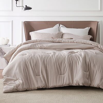 Bedsure Queen Comforter Set - Warm Taupe Comforter Queen Size, Soft Bedding f...