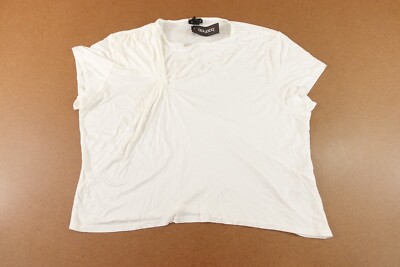 Boohoo Womens Plus Size 20 White Twist Cap Short Sleeve Cropped T-Shirt NWT