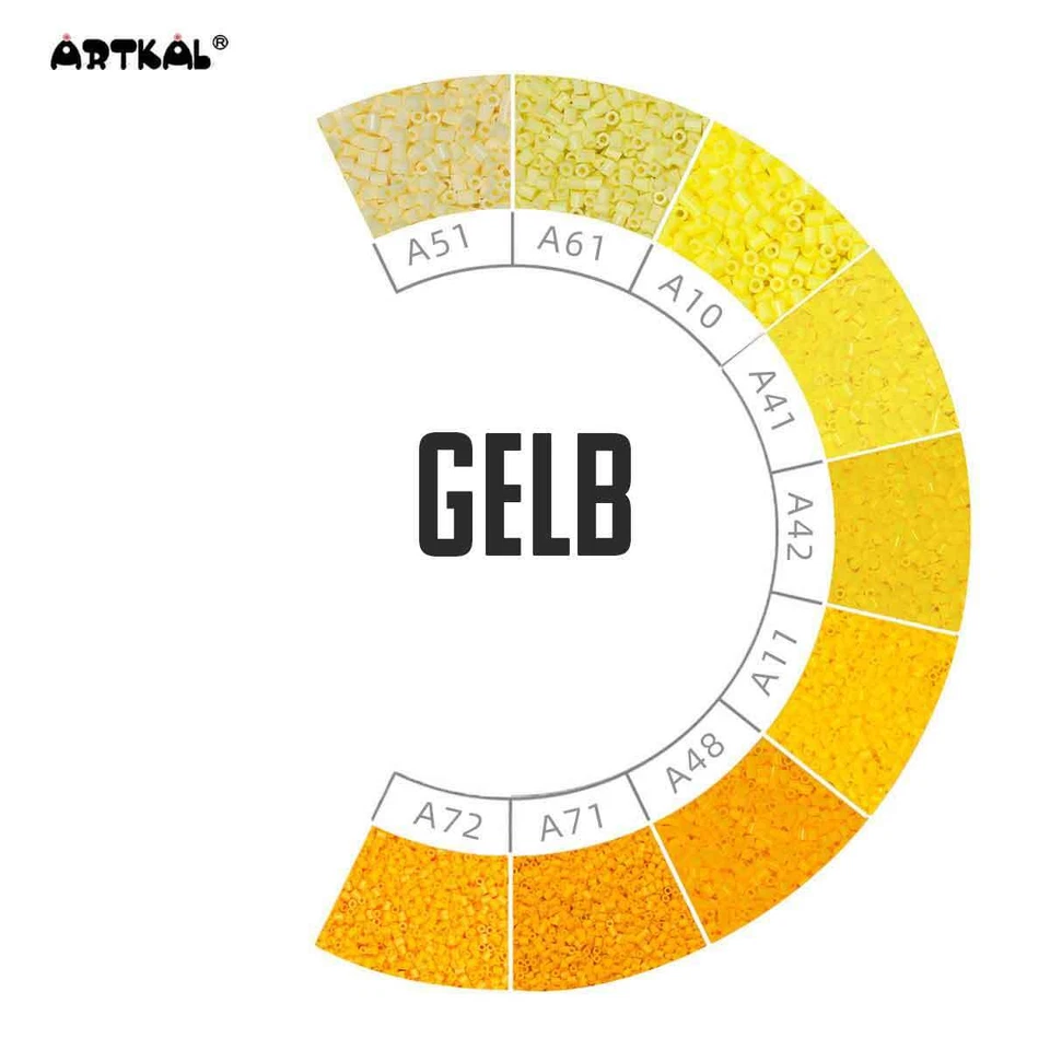 2000 Artkal MINI A 2,6mm Gelbtöne 2,6 mm Bügelperlen Beads Steckperlen