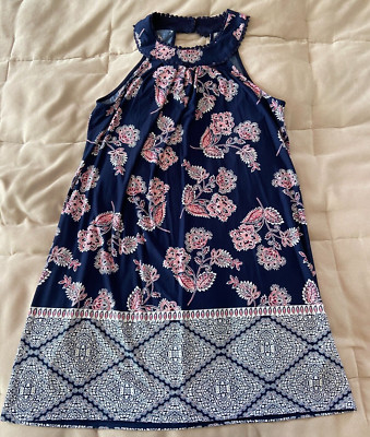 Three Pink Hearts Juniors Multicolor Sleeveless Short Stretchy Dress Size L