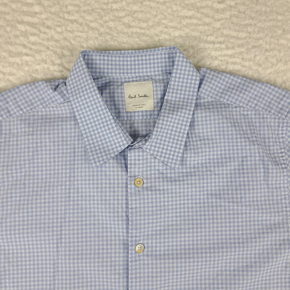 Camisa de vestir Paul Smith para hombre XL X-Large azul a cuadros abotonada hecha en ITALIA Foto 4 de 4
