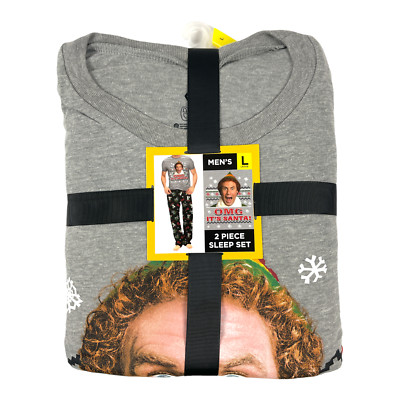 Briefly Stated - Mens Elf Movie Buddy the Elf OMG IT'S SANTA! Pajama Set - Large