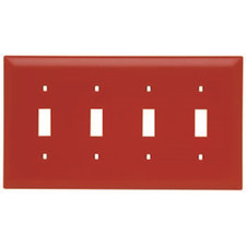Pass Seymour TP4 RED 4 Gang Toggle Plate plastic cover