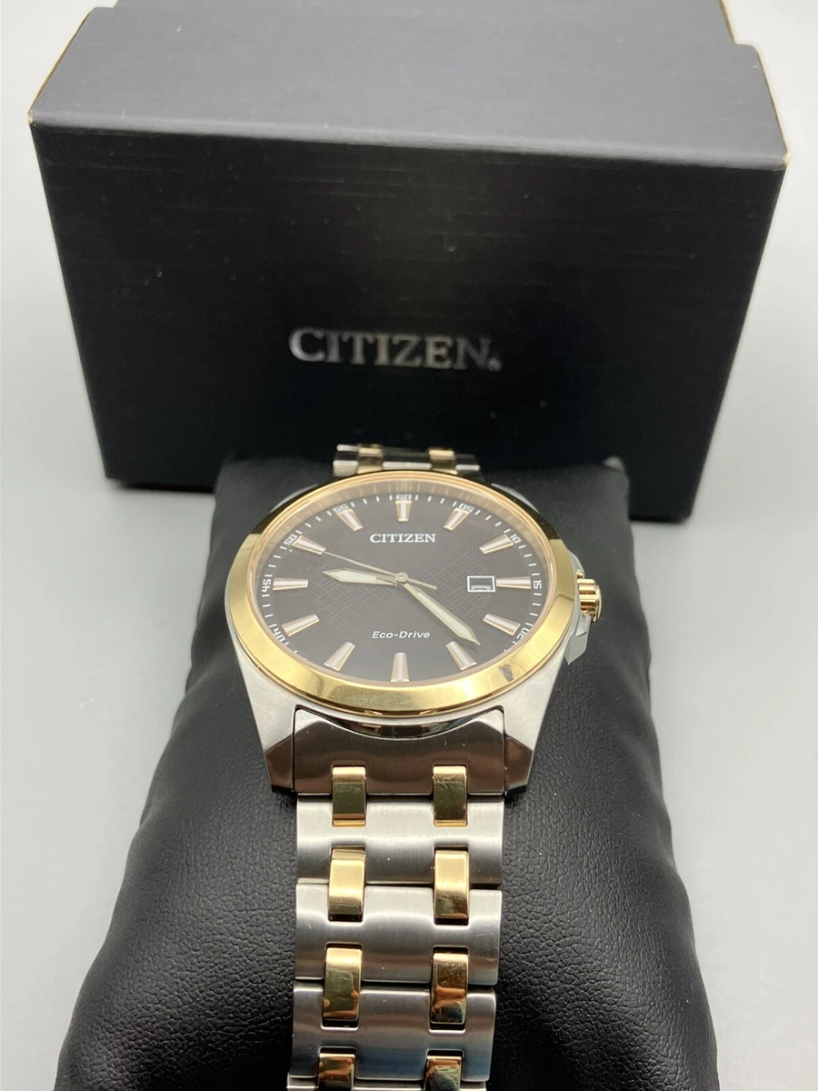 Citizen Eco Drive E111 S126657 Black Dial Two Tone Men s Stainless Steel Watch