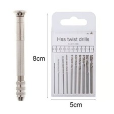 Mini Hand Drill Keyless Chuck 10 Twist Drill Bits DIY Hobby Jewelry Craft Tool