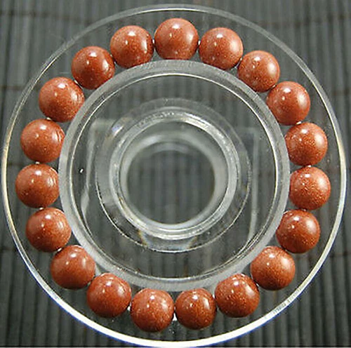 VALENTINO "Bracciale Elastico Perline Gemme Rotonde Oro Naturale 8 14 mm 7 5""