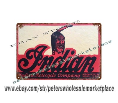 1927 INDIAN MOTOCYCLE MOTORCYCLE native American metal tin sign