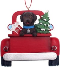 Kurt Adler Dog in Back of Truck--Chocolate Labrador--Christmas Ornament