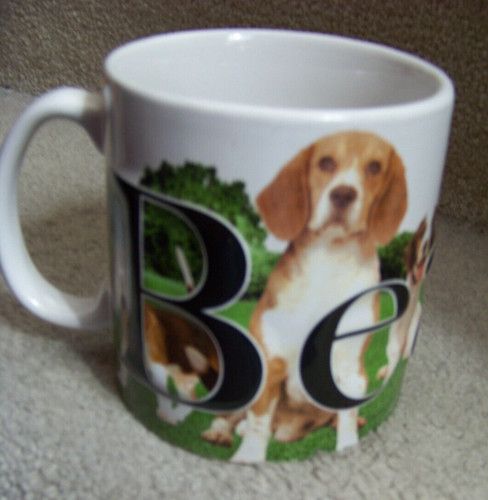 Beagle ceramic large mug dog coffee cup 3D lettering