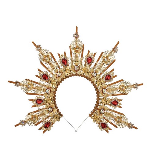 Gold Red Crown Headpiece Sunburst Design for Women Angels & Devils Costume
