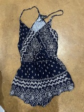 TIMING Navy And White Shorty Romper Size Small