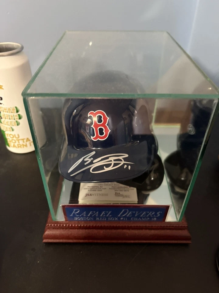 RAFAEL DEVERS AUTOGRAPHED RED SOX MINI BATTING HELMET JSA W/ PEN  - Image 3 of 3
