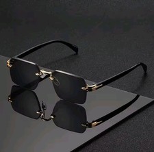Rimless Sunglasses with Gold Accents  