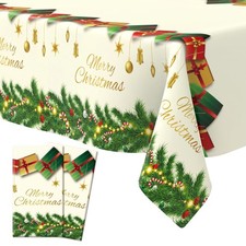 2 PCS Plastic Christmas 54"x108", 2 Pack Tablecloth
