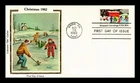 US COVER CHRISTMAS CHILDREN ICE SKATING FDC COLORANO SILK CACHET