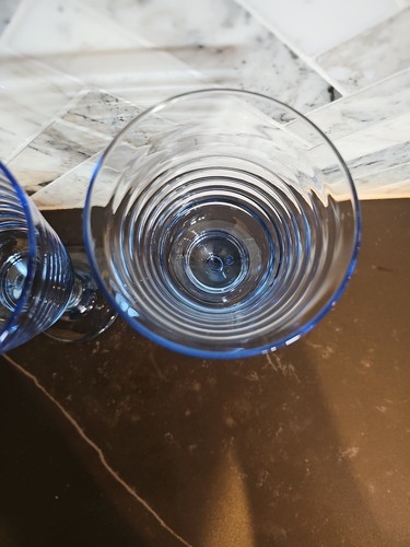 2 Vtg Libbey Sirrus Light Blue Ribbed 7" Tall 10oz Wine water Glasses, Nice - Picture 5 of 18
