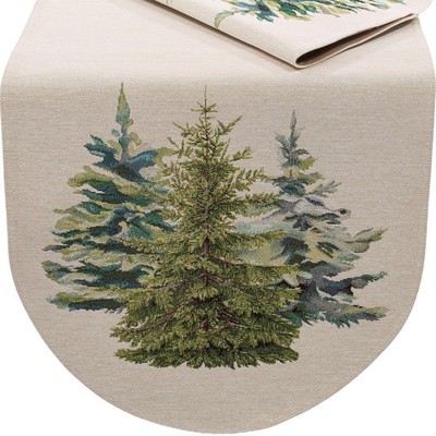 Gobelin Tischdecke Tischläufer Kissenhülle Weihnachten Wald Baum Made in Germany