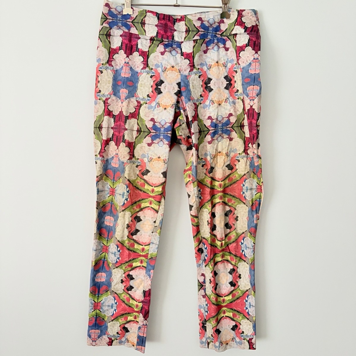 Tiffany Treloar crop leg pants size 2 Pink Colourful Cotton Satin Artsy Barbie