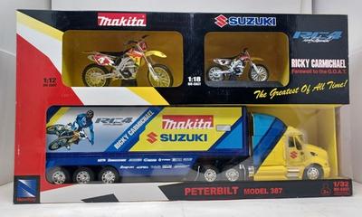 #ad NewRay Ricky Carmichael Suzuki 2 bikes amp;Peterbilt Model 387 3 pcs collection set $299.99