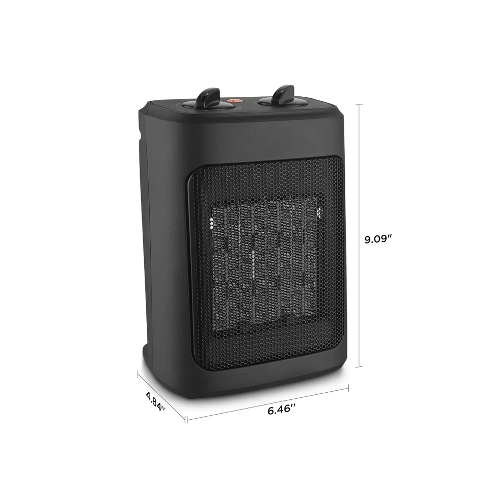 Mainstays 1500W Ceramic Fan-Forced Electric Space Heater Black Open Box - Image 3 of 4