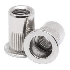 Rivet Nut, 50 Pieces 1/4-20UNC Stainless Steel Flat Head Rivnut Threaded Insert