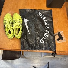 Yellow Nike track And Field Cleats With Drawstring Bag And Tool. Size 6 Fly Wire