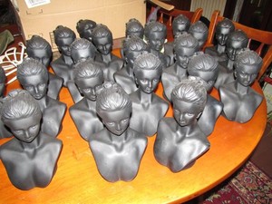 Jewelry Bust Display Stand Black Plastic Resin Mannequin Necklace & Earring used