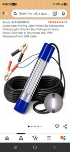 BLAZHUNTOR Underwater Fishing Light LED 12V/24V IP68 Waterproof 180 LEDs