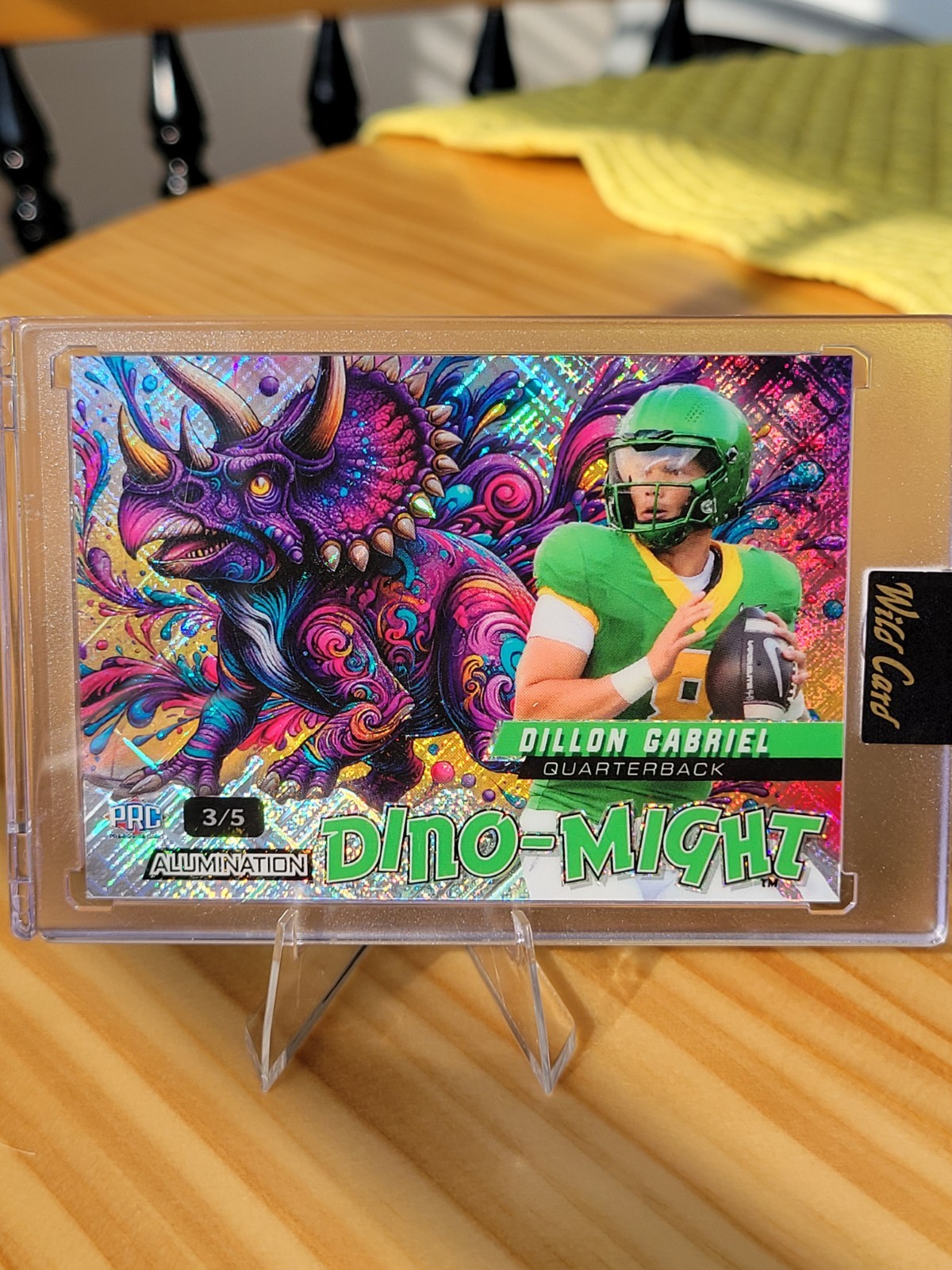 🔥Dillon Gabriel 3/5 PRC Rainbow Crosshatch Shimmer Triceratops 2024 Dino-Might