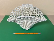 Ceramic Woven Rope Design French Country basket - handmade Spain VTG 10 in wide