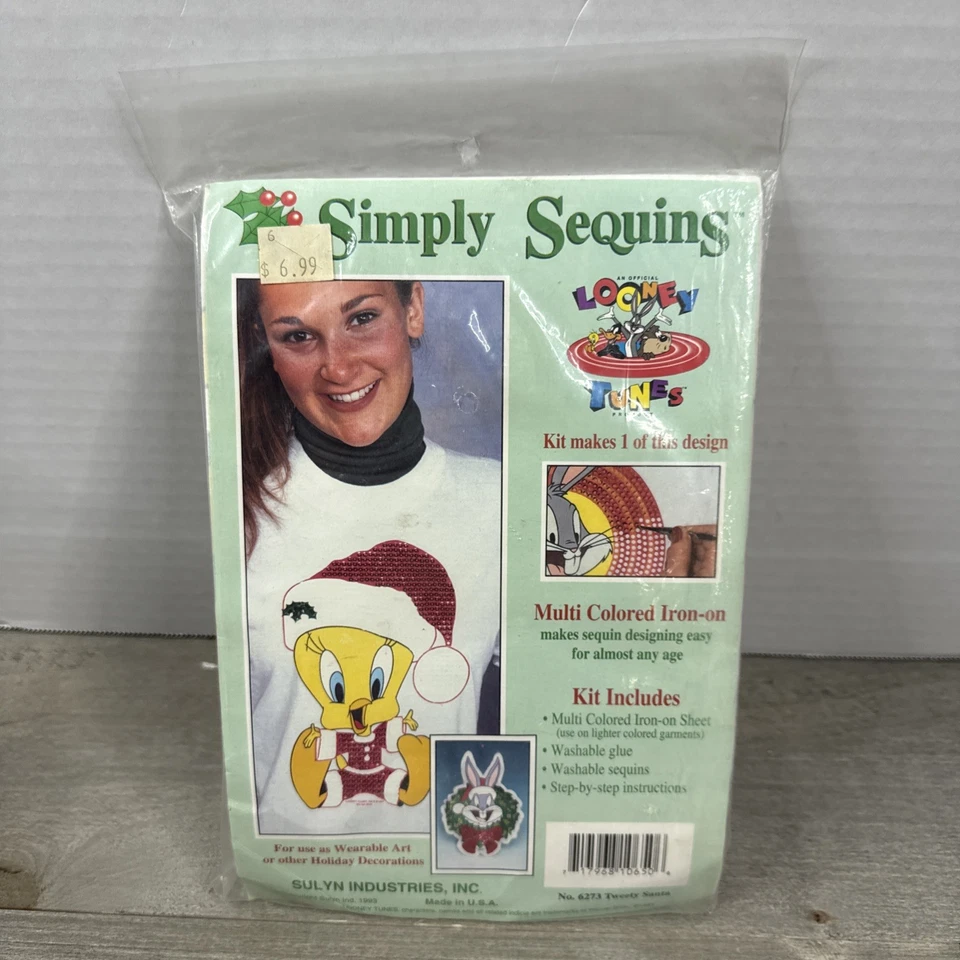 Kit de planchado Simply Sequins Looney Tunes 6273 Piolín Papá Noel 1993 Nuevo de Lote Antiguo NUEVO Foto 2 de 4