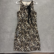 Ann Taylor Women's Size 10 Sleeveless Shift Dress Black Brown Animal Tie NEW NWT