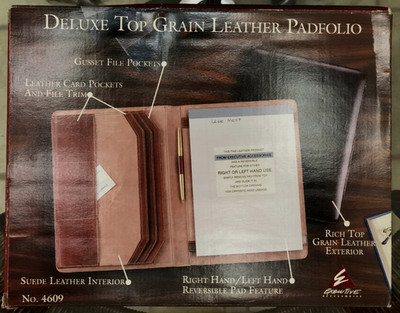 Deluxe Top Grain Leather Padfolio Executive Accessories Genuine Leather No. 4609