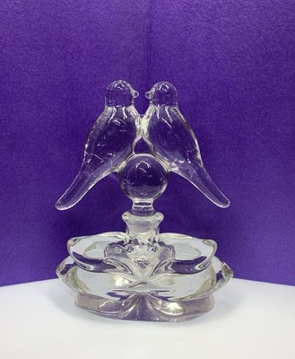 Gundersen Pair point Art Glass Lovebirds Stopper Perfume Bottle