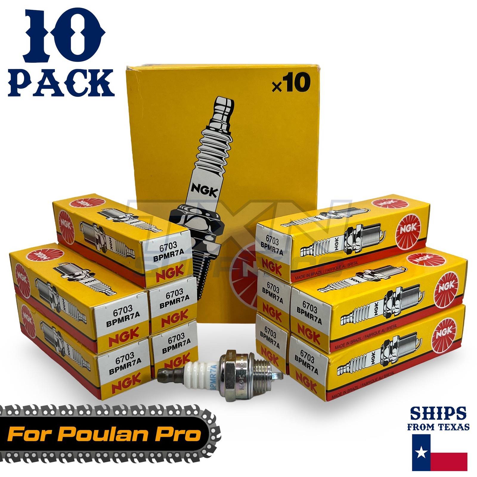 10 Pack NGK Spark Plug - For Poulan Pro 3350 Chainsaw