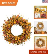 Elegant 22-Inch Handmade Fall Wreath for Door Home - Perfect for Thanksgiving